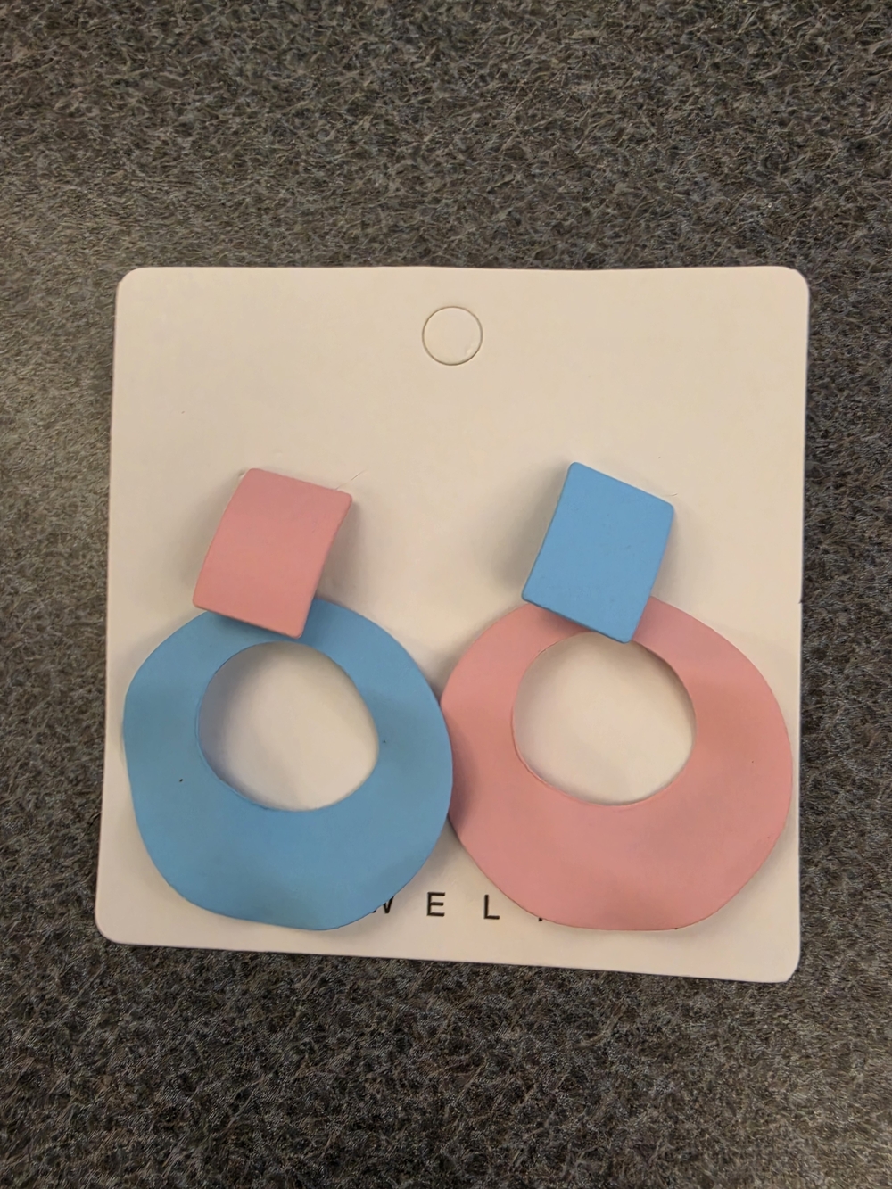 Pink and Blue Geometric Circle Drop Earrings